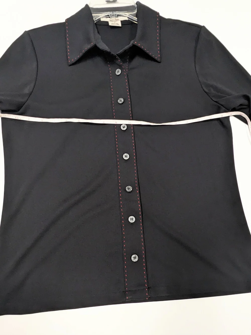 Michael Michael Kors Black Button-Down Shirt with Red Stitching